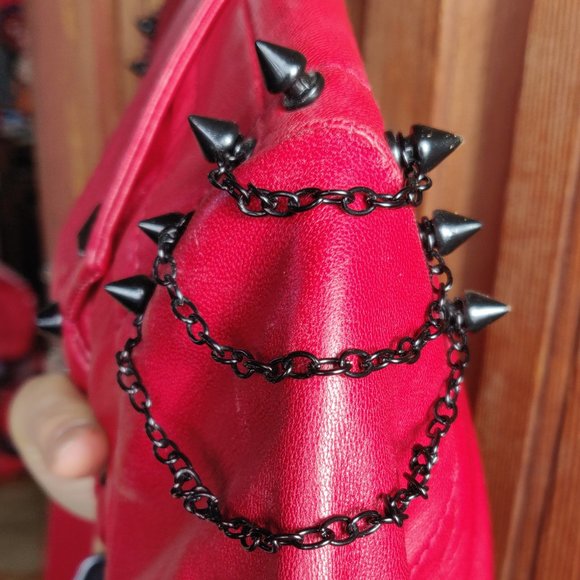 Danier Red Leather Studded Jacket - Picture 3 of 6